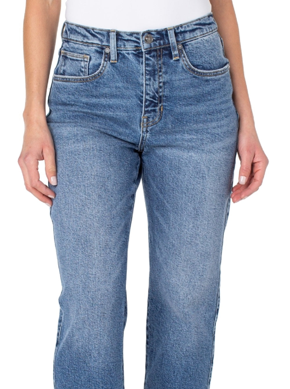 Calça jeans feminina Earnest Sewn de cintura alta, azul, tamanho 34