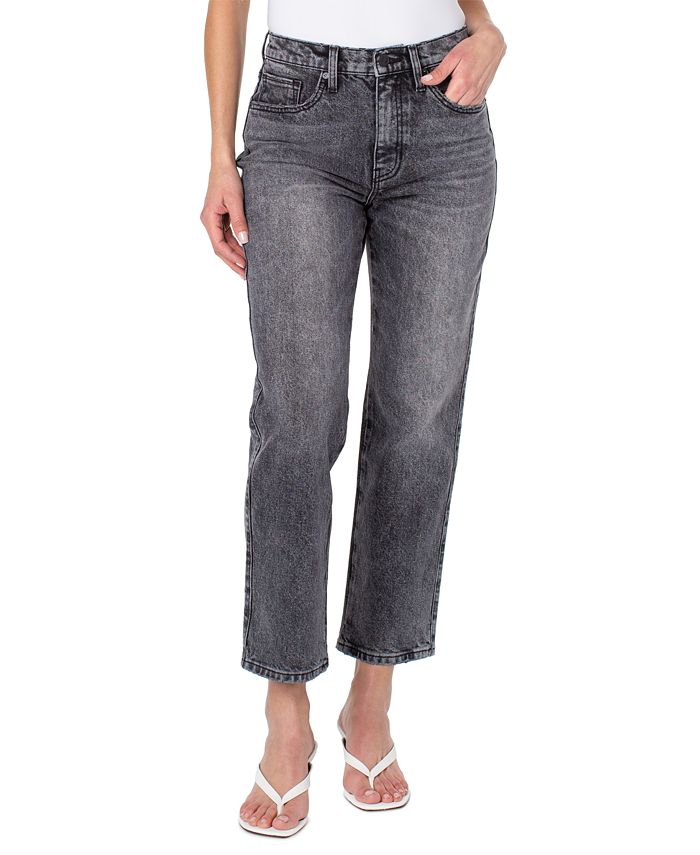 Calça jeans feminina Earnest Sewn desbotada, perna reta, tornozelo, cinza, tamanho 34