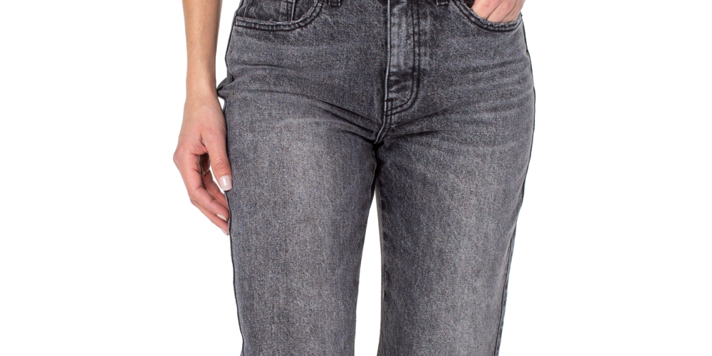 Calça jeans feminina Earnest Sewn desbotada, perna reta, tornozelo, cinza, tamanho 34