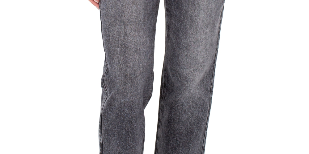 Calça jeans feminina Earnest Sewn desbotada, perna reta, tornozelo, cinza, tamanho 34