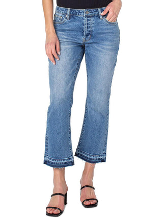 Calça jeans feminina Earnest Sewn com corte bootcut e cintura média, azul, tamanho 26