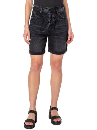 Earnest Sewn Women's Cuffed Pleated Denim Shorts Blue Size 25