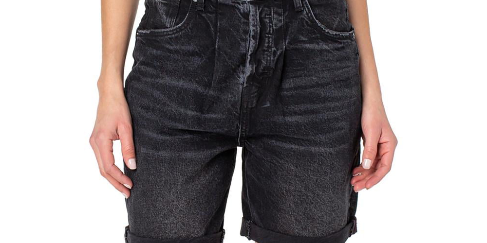 Shorts jeans femininos Earnest Sewn com pregas e punhos, azul, tamanho 25