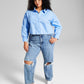 E agora esta blusa feminina de algodão com botões na frente, azul, tamanho 0X