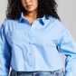 E agora esta blusa feminina de algodão com botões na frente, azul, tamanho 0X