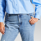E agora esta blusa feminina de algodão com botões na frente, azul, tamanho 0X