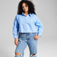 E agora esta blusa feminina de algodão com botões na frente, azul, tamanho 4X