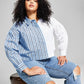 E agora este top feminino de algodão bicolor azul tamanho 3X