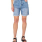 Shorts jeans feminino Earnest Sewn com pregas e punhos, azul, tamanho 33