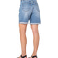 Shorts jeans femininos Earnest Sewn com pregas e punhos, azul, tamanho 34
