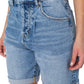Shorts jeans femininos Earnest Sewn com pregas e punhos, azul, tamanho 34