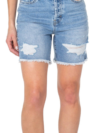 Shorts jeans rasgados femininos Earnest Sewn, azul, tamanho 26