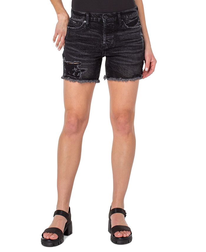 Shorts jeans feminino Earnest Sewn com bainha desfiada, cinza, tamanho 32