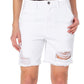 Shorts jeans feminino Earnest Sewn em sarja desgastada, branco, tamanho 24