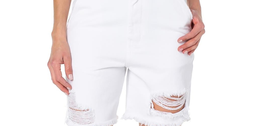 Shorts jeans feminino Earnest Sewn em sarja desgastada, branco, tamanho 31