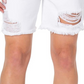 Shorts jeans feminino Earnest Sewn em sarja desgastada, branco, tamanho 31