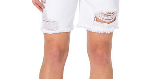 Shorts jeans feminino Earnest Sewn em sarja desgastada, branco, tamanho 31