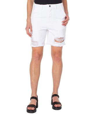 Shorts jeans feminino Earnest Sewn em sarja desgastada, branco, tamanho 34