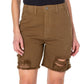 Shorts jeans feminino Earnest Sewn em sarja desgastada, verde, tamanho 24