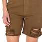 Shorts jeans feminino Earnest Sewn em sarja desgastada, verde, tamanho 24