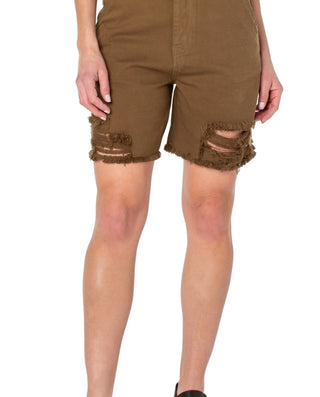 Shorts jeans feminino Earnest Sewn em sarja desgastada, verde, tamanho 26