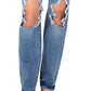Calça jeans feminina Earnest Sewn, comprimento total, azul, tamanho 25