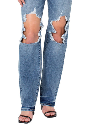 Calça jeans feminina Earnest Sewn, comprimento total, azul, tamanho 25