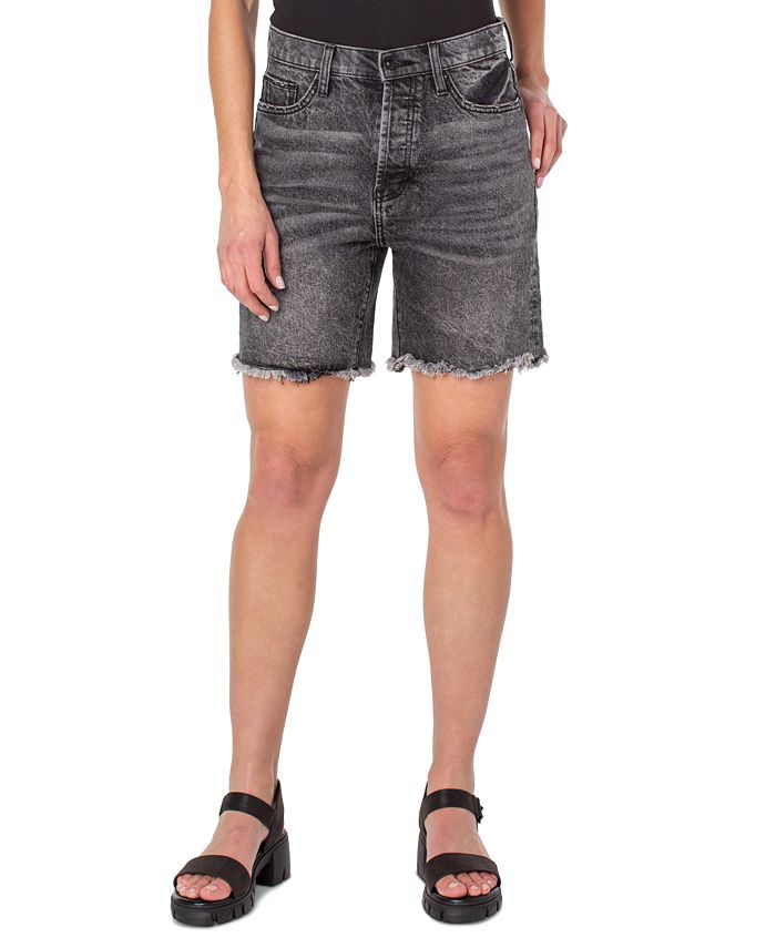 Shorts jeans feminino Earnest Sewn com bainha desfiada, preto, tamanho 32