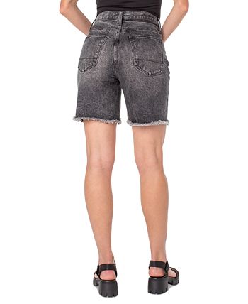 Shorts jeans feminino Earnest Sewn com bainha desfiada, preto, tamanho 32