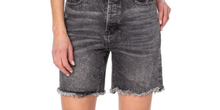 Shorts jeans feminino Earnest Sewn com bainha desfiada, preto, tamanho 32