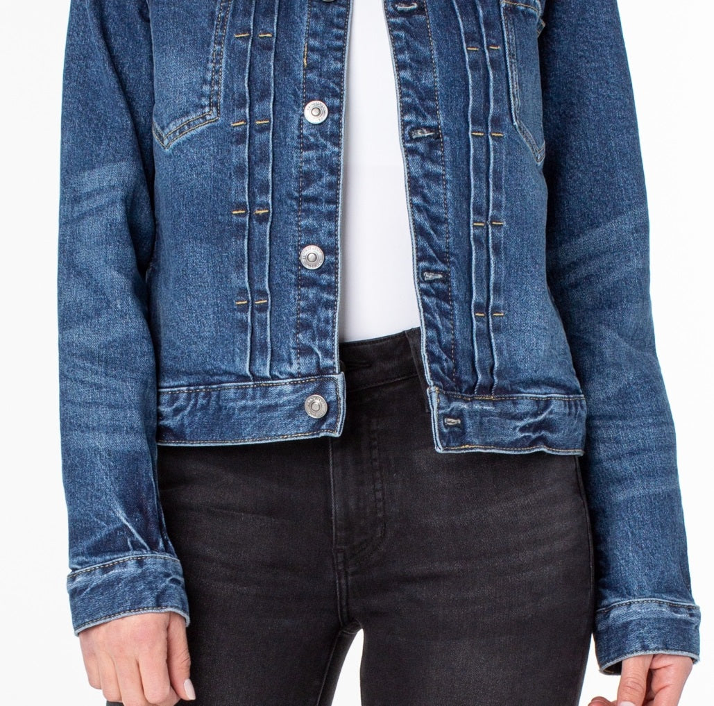 Jaqueta jeans feminina Earnest Sewn azul tamanho grande