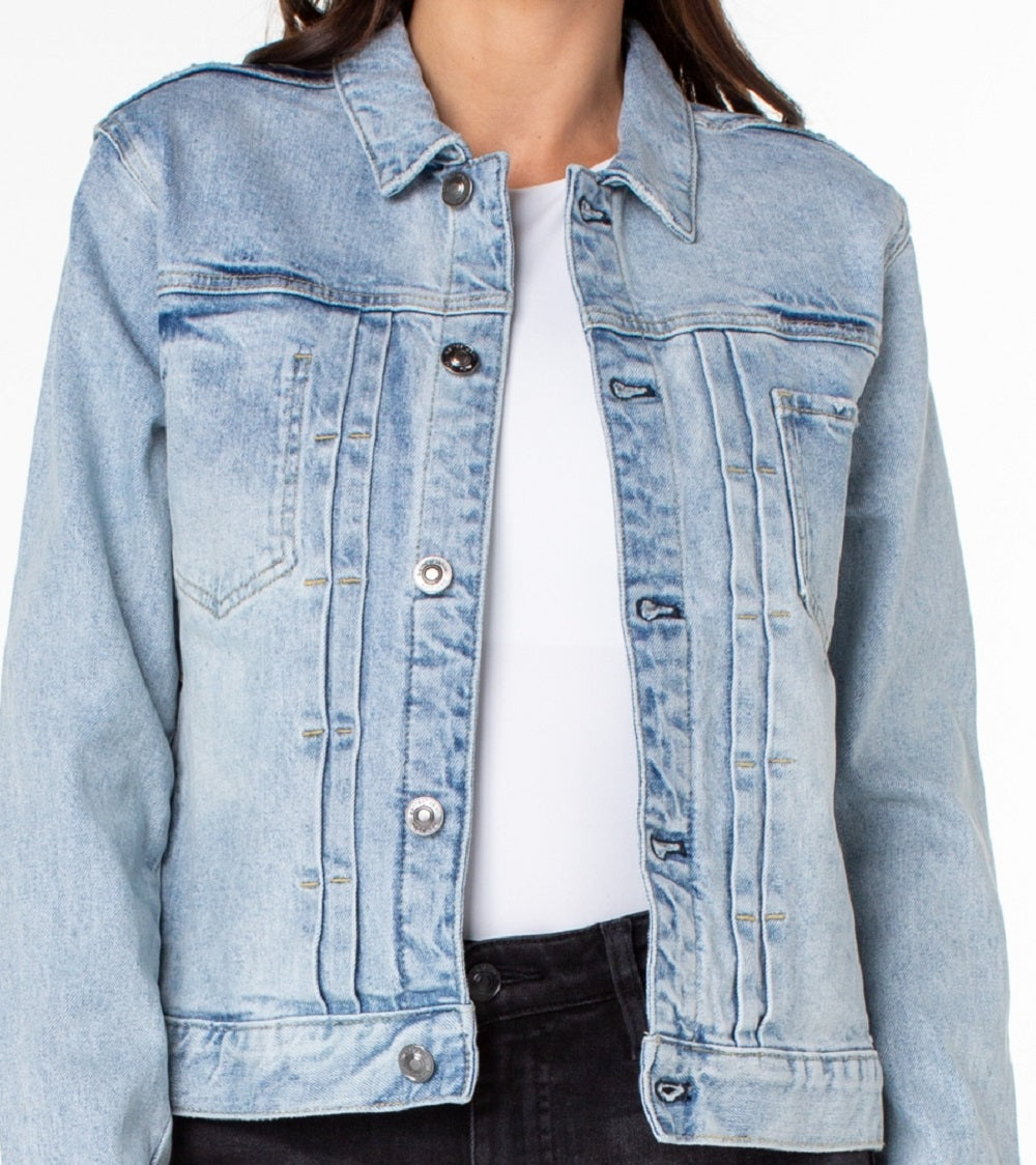 Jaqueta jeans feminina Earnest Sewn azul tamanho pequeno