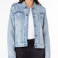 Jaqueta jeans feminina Earnest Sewn azul tamanho pequeno