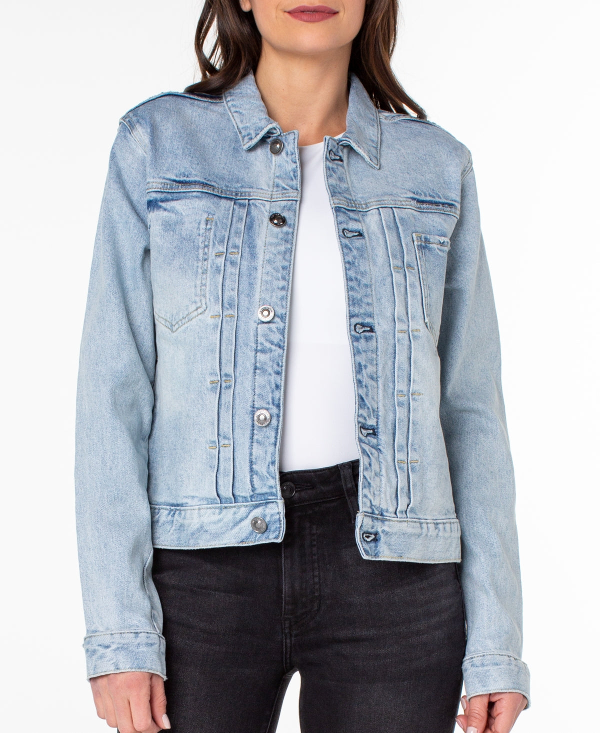 Jaqueta jeans feminina Earnest Sewn azul tamanho pequeno