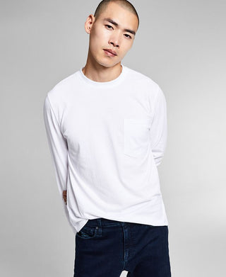 E agora esta camiseta masculina de manga comprida com bolso cinza tamanho grande