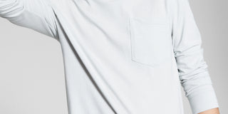 E agora esta camiseta masculina de manga comprida com bolso cinza tamanho grande