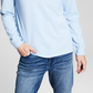 E agora esta camiseta masculina de manga comprida com bolso, azul, tamanho XX-G