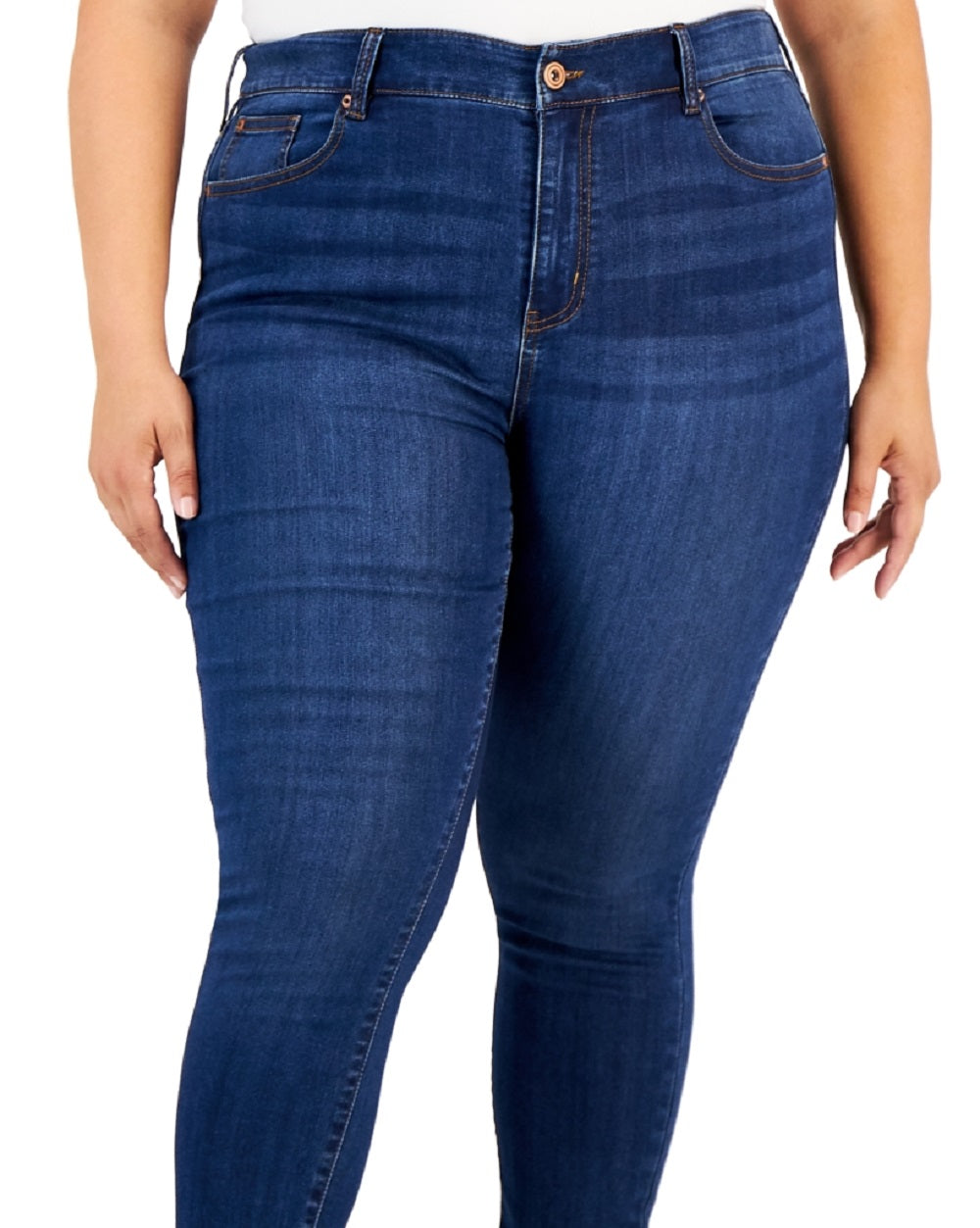 Calça jeans feminina Dawson Super Skinny, cintura média, rosa, tamanho 22W, azul