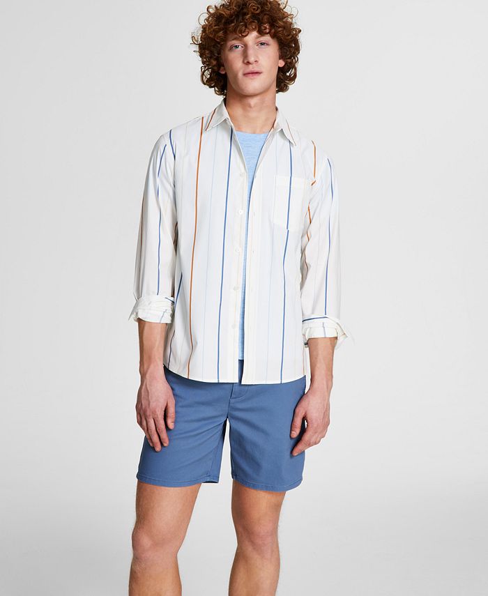 E agora esta camisa listrada masculina de corte regular, branca, tamanho XXL