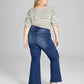 E agora esta calça jeans feminina rasgada e flare, azul, tamanho 22W