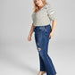 E agora esta calça jeans feminina rasgada e flare, azul, tamanho 22W