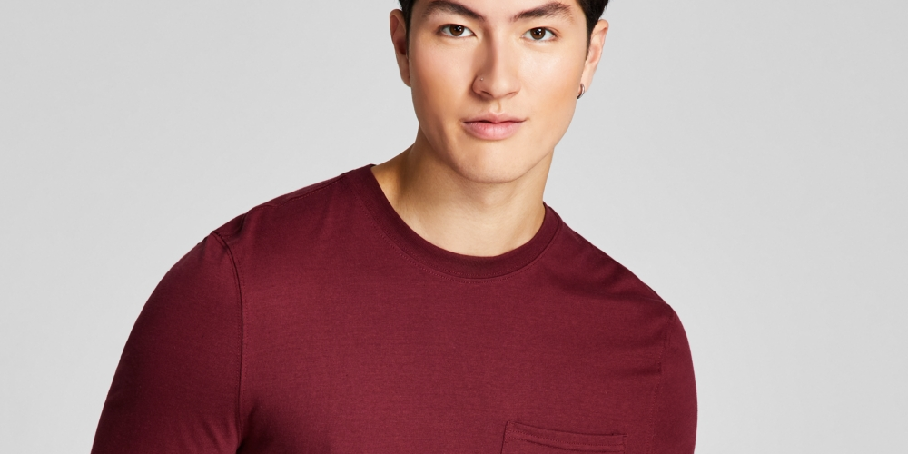 E agora esta camiseta masculina de manga comprida com bolso vermelha