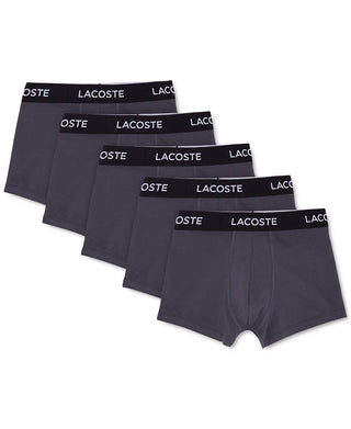 Pacote com 5 cuecas masculinas Lacoste Cotton Trunk, pretas, tamanho médio