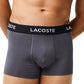Pacote com 5 cuecas masculinas Lacoste Cotton Trunk, pretas, tamanho médio