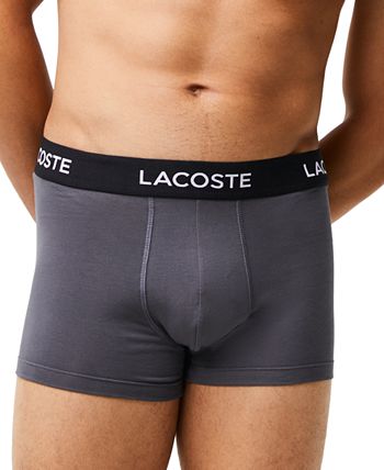 Pacote com 5 cuecas masculinas Lacoste Cotton Trunk, pretas, tamanho médio