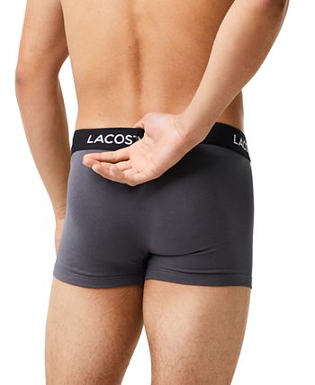 Pacote com 5 cuecas masculinas Lacoste Cotton Trunk, pretas, tamanho médio