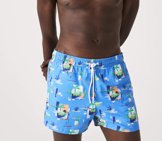 Calção de banho Lacoste Boxer Masculino Estampado em Malha Azul Tamanho P