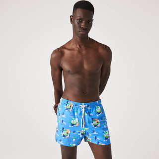 Calção de banho Lacoste Boxer Masculino Estampado em Malha Azul Tamanho P