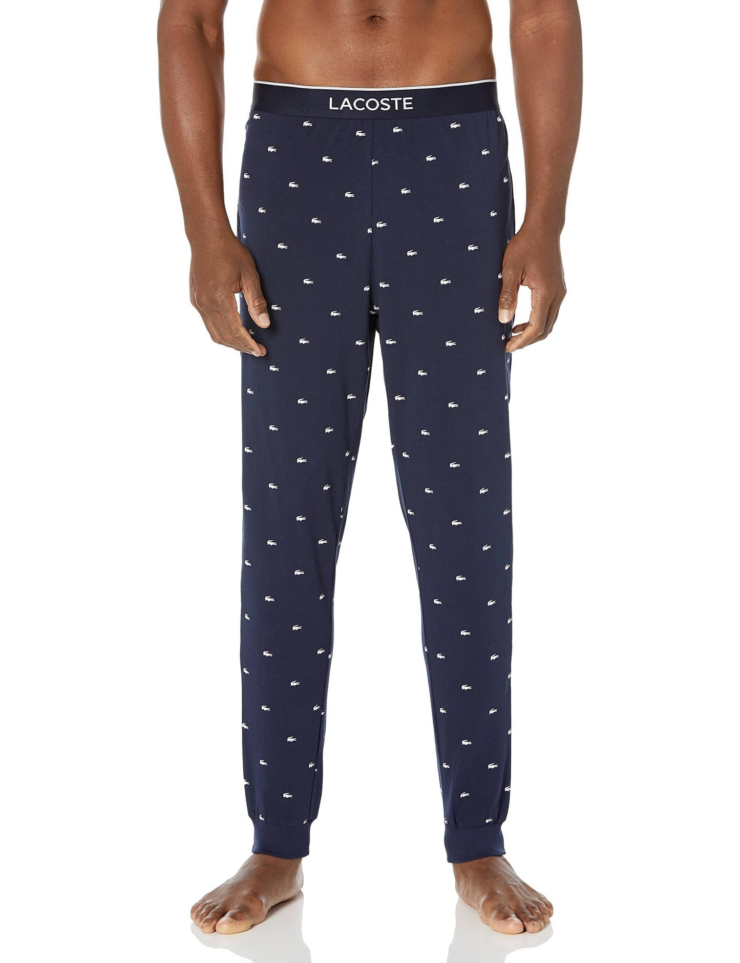 Calça de pijama masculina Lacoste, azul, tamanho grande