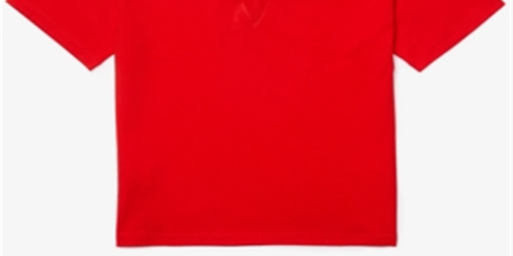 Camiseta feminina Lacoste de algodão liso com ajuste relaxado e gola V, vermelha, tamanho 38